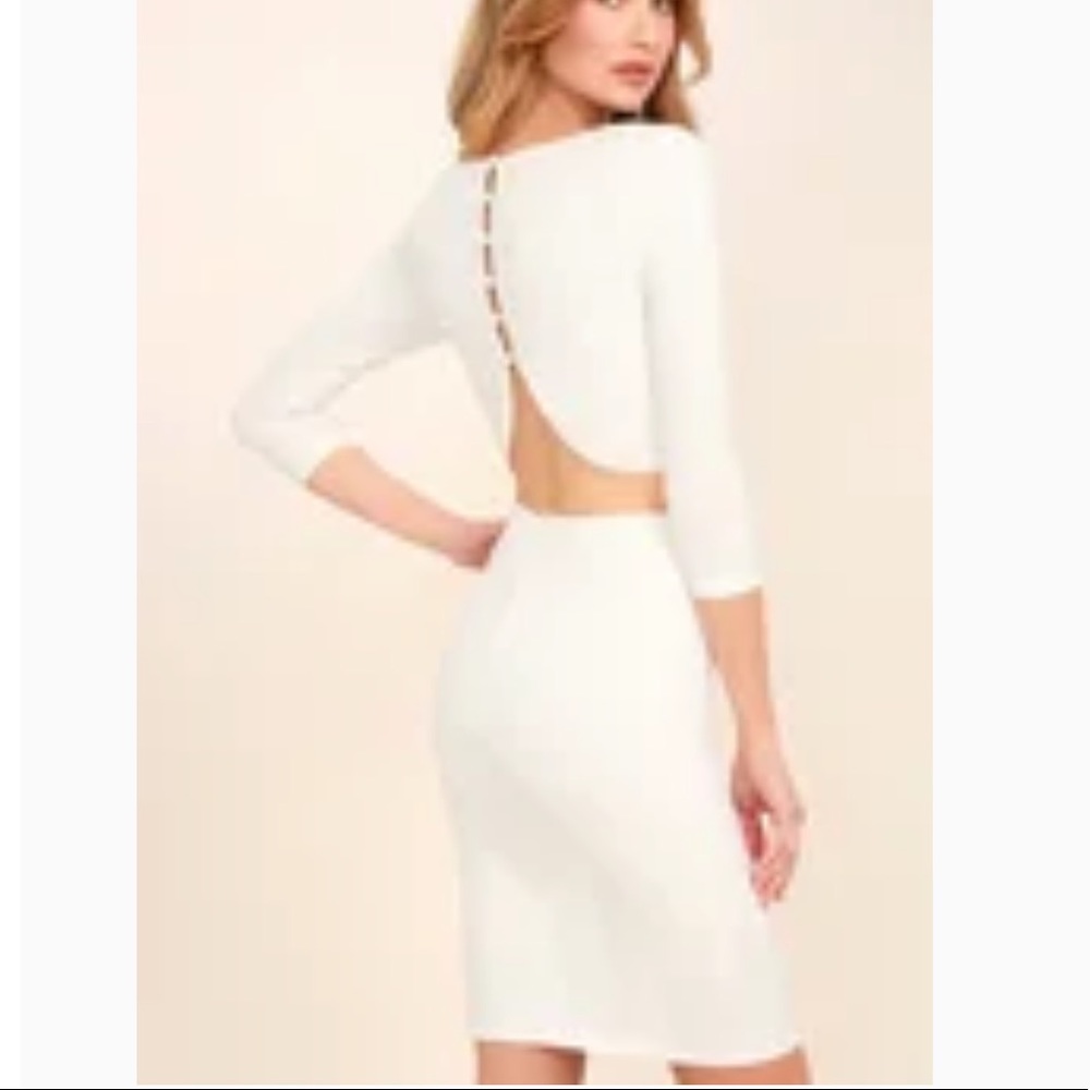 NWT Women’s Lulus White Quarter Sleeve Cutout Midi Dress  - Size M